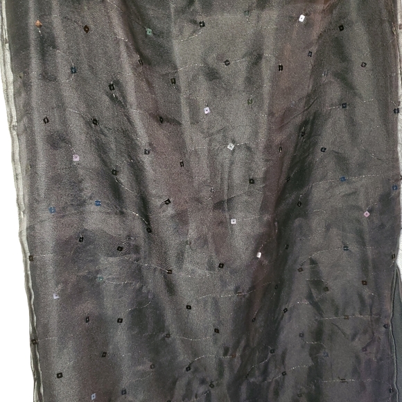 GIORGIO ARMANI BLACK LONG SILK SEQUIN MAXI SKIRT WITH SLIT - Picture 7 of 14